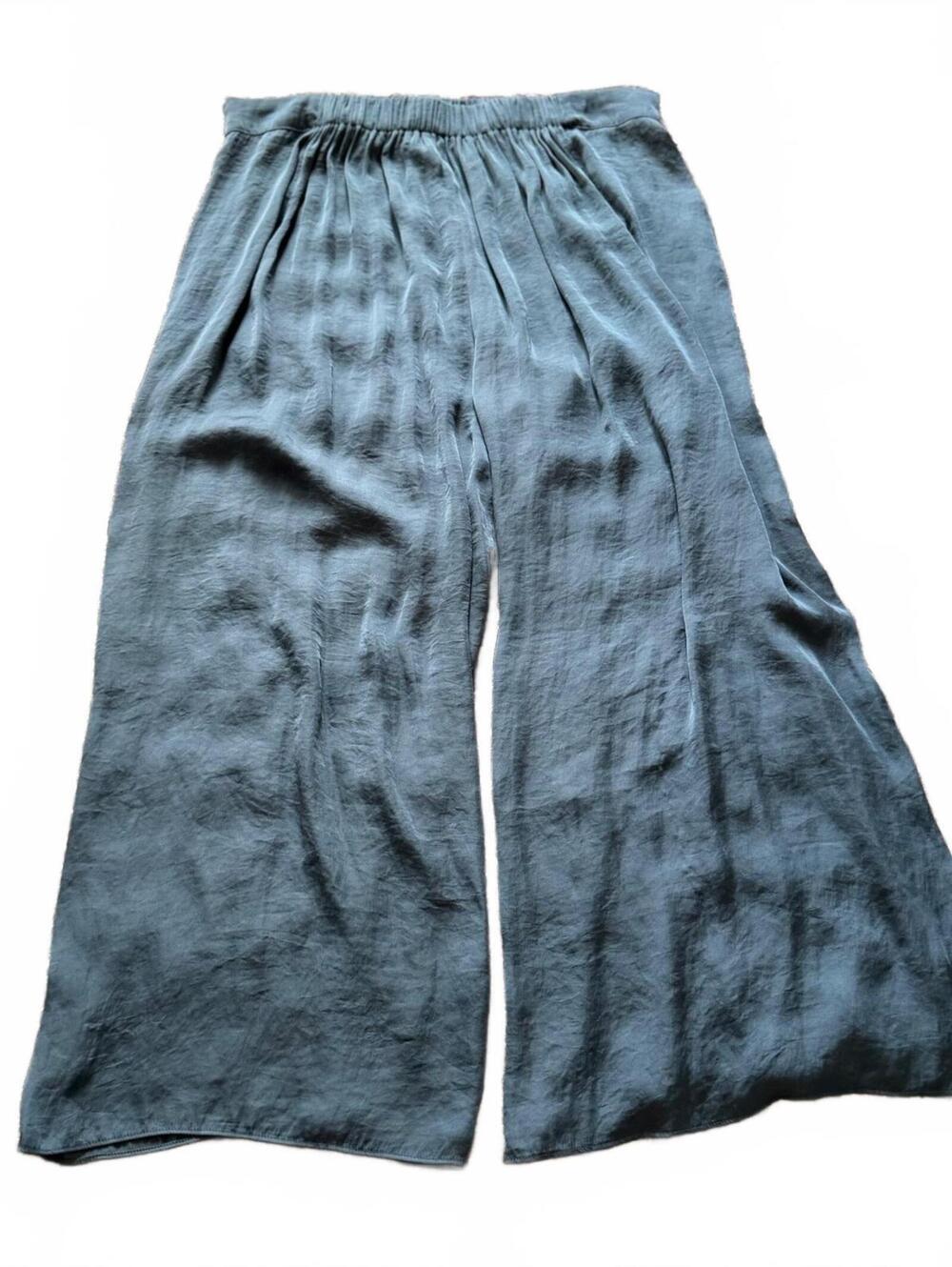Jigsaw Size 10 Teal Satin Wide Leg Pull-On Pants
